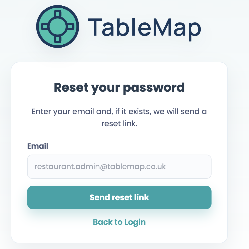 Screenshot: Forgot password screen